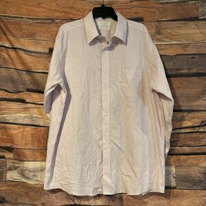 Men's Light Pink 17 1/2-36 Button Up Long Sleeve Dress Shirt Casual Collared Top